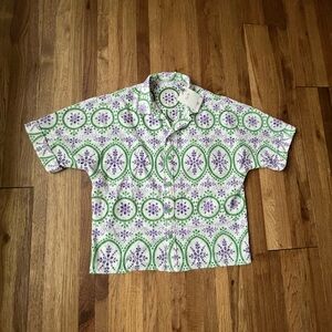 NWT Charo Ruiz Ibiza Isma Blouse Women’s Sz M Eyelet‎ Broderie Beach Travel Glam